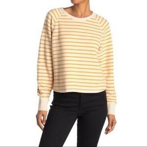 NEW! NWT! Madewell Mile(s) Striped Raglan Sleeve Sweatshirt Yellow Stripe